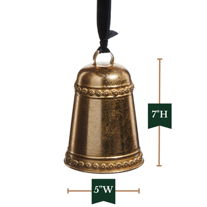 RAZ Imports Gold Christmas Bell Hanging Metal Ornament