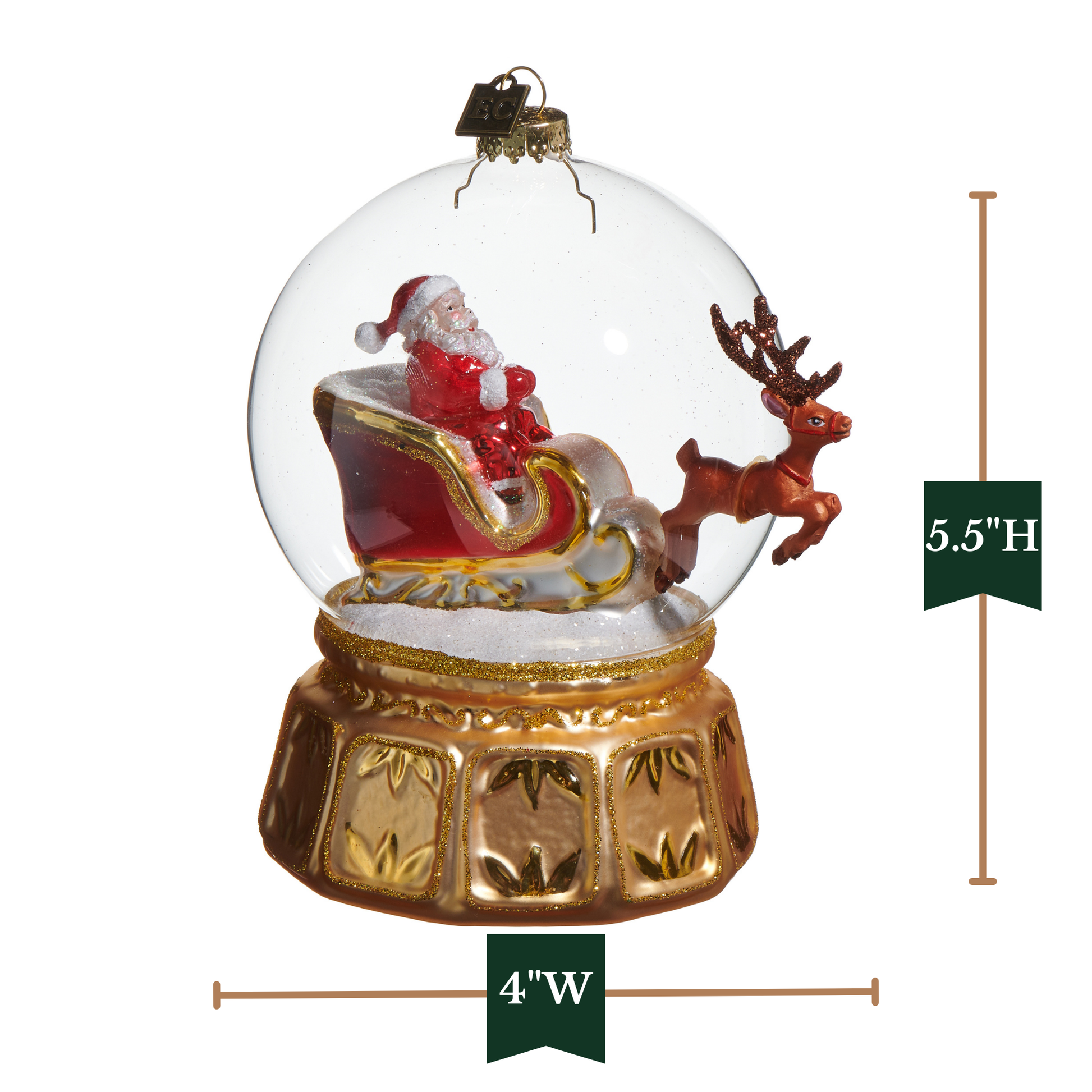 RAZ Imports by Eric Cortina 5.5" Santa Snow Globe Express Glass Collectible Christmas Ornament