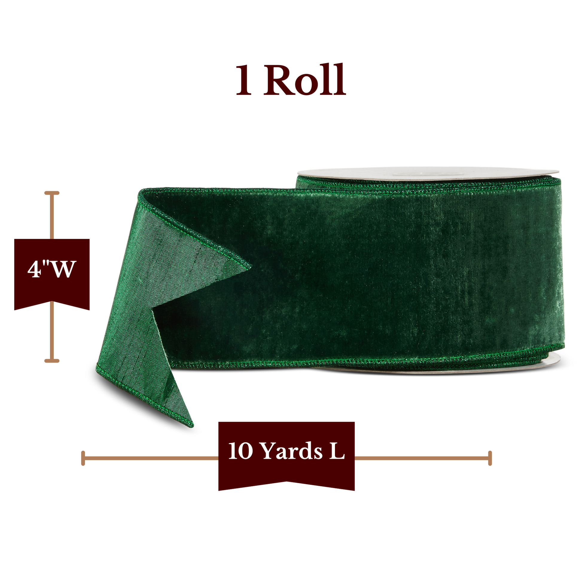 RAZ Imports Velvet Wired Christmas Ribbon, 4" X 10 Yards - 1 Roll