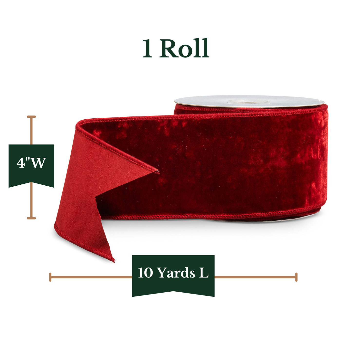 RAZ Imports Velvet Wired Christmas Ribbon, 4" X 10 Yards - 1 Roll