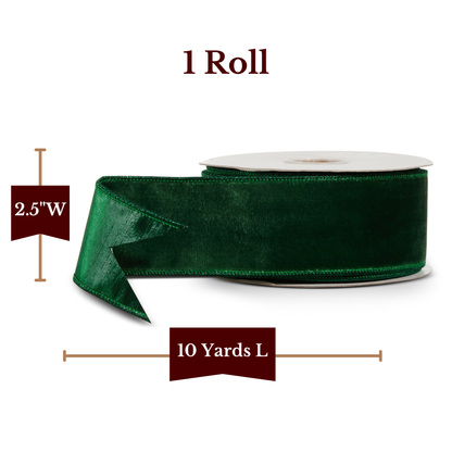 RAZ Imports Velvet Wired Christmas Ribbon, 2.5" X 10 Yards - 1 Roll