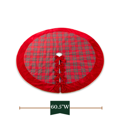 RAZ Imports 60.5" Homestead Plaid Red Christmas Tree Skirt