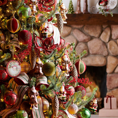 RAZ Imports 5" Mercury Glass Red and Green Pinecone Glass Ball Christmas Ornaments - Set of 2