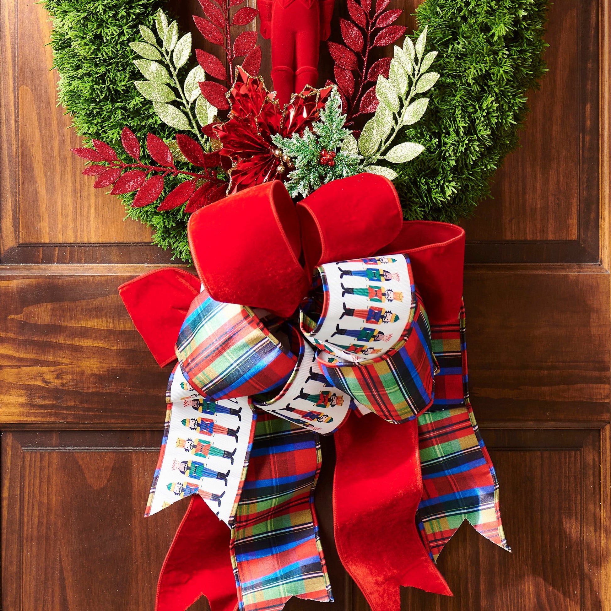RAZ Imports Traditional Nutcracker Tartan Plaid Wired Christmas Ribbon, 4" X 10 Yards - 1 Roll