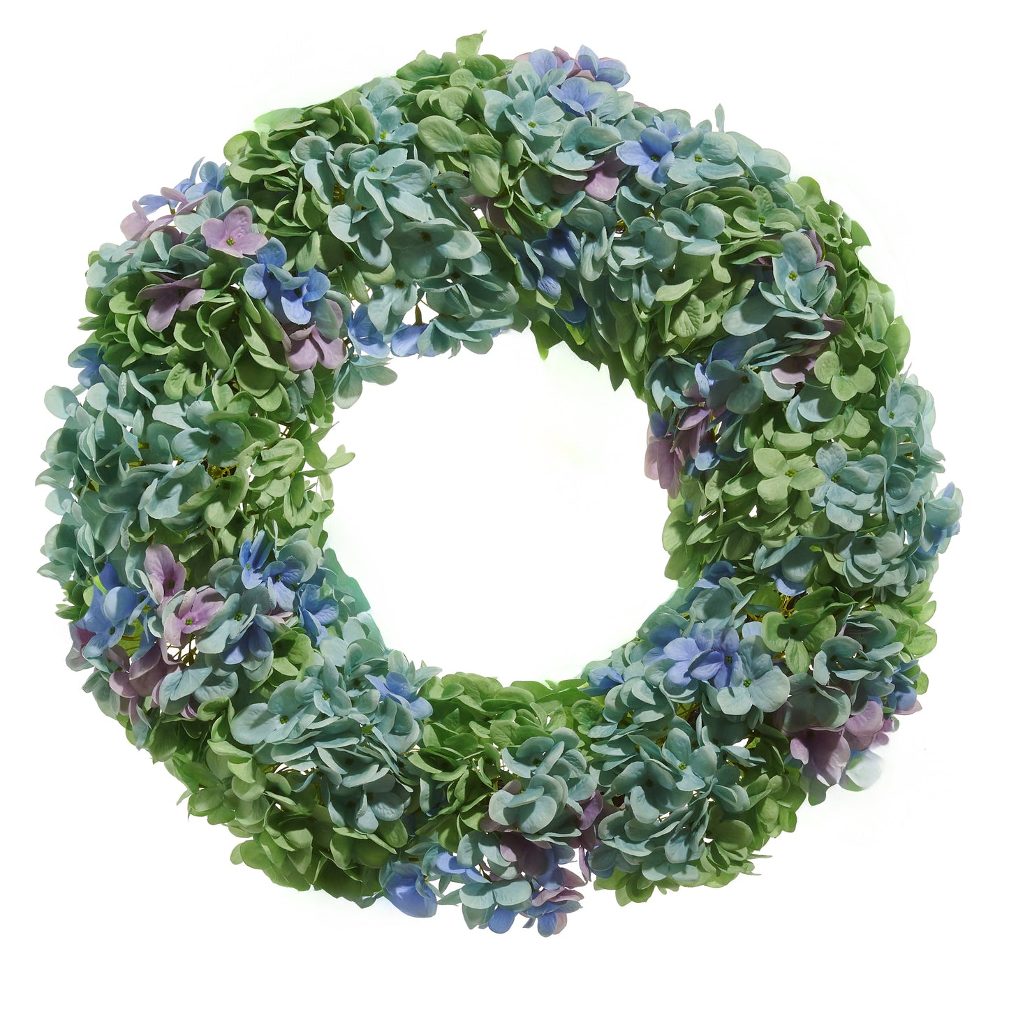 RAZ Imports 24" Lush Blue and Green Hydrangea Flower Spring Wreath