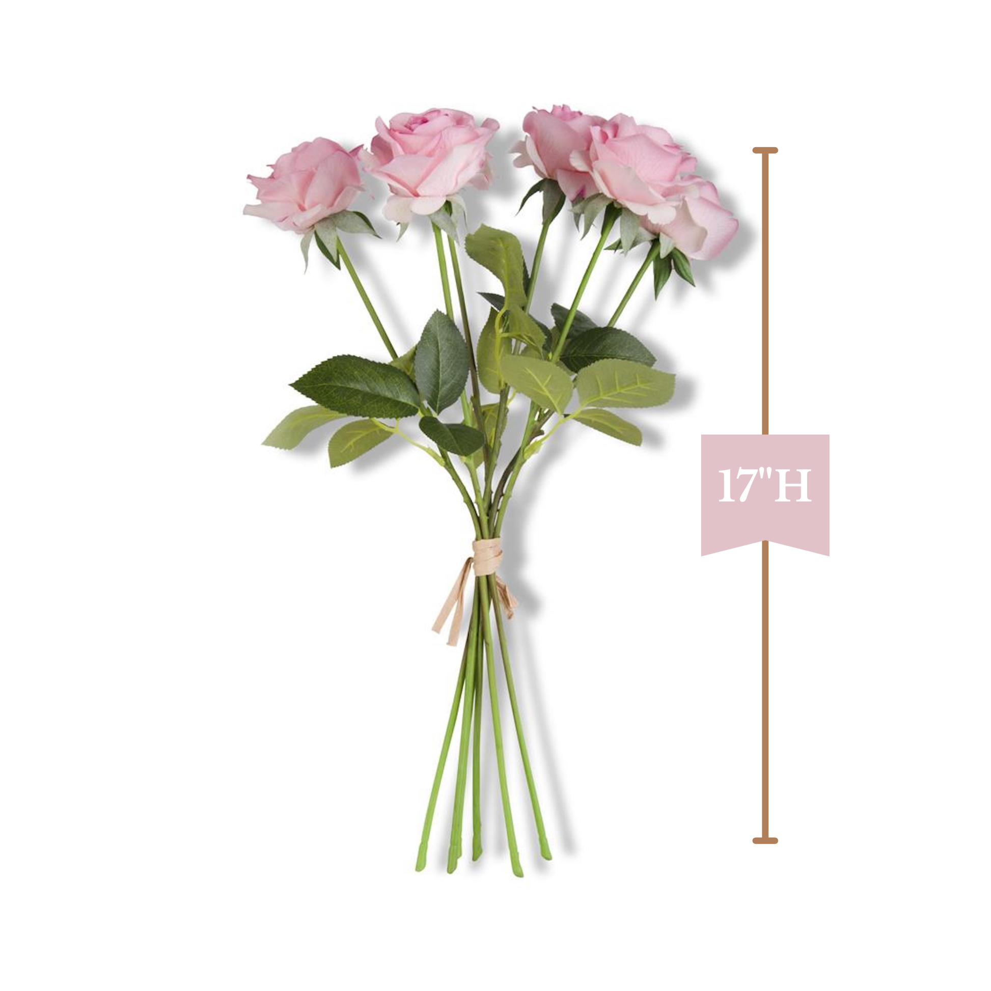 K&K Interiors 17" Real Touch Full Bloom Rose Flowers for Mother's Day - 6 Stem Bundles