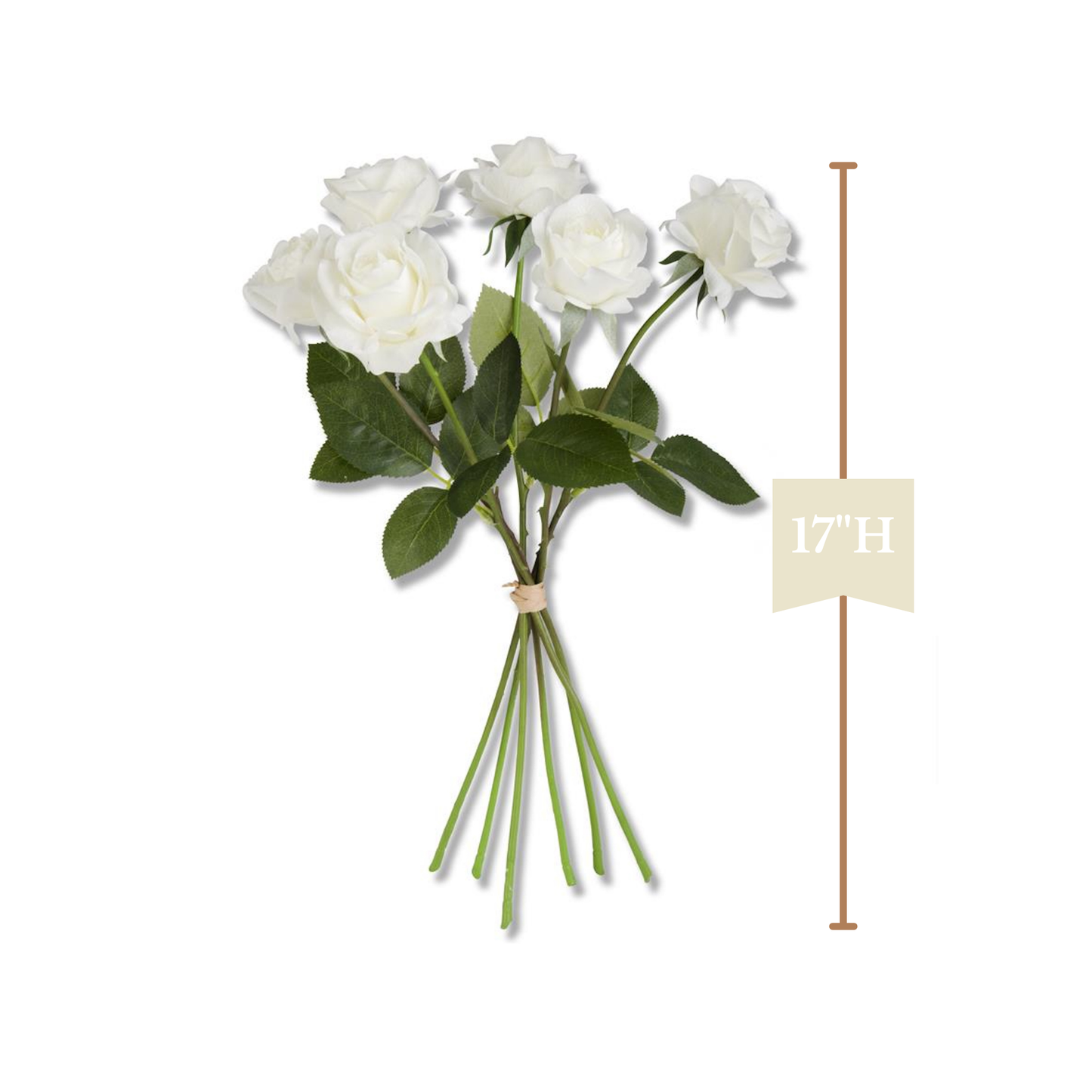 K&K Interiors 17" Real Touch Full Bloom Rose Flowers for Mother's Day - 6 Stem Bundles
