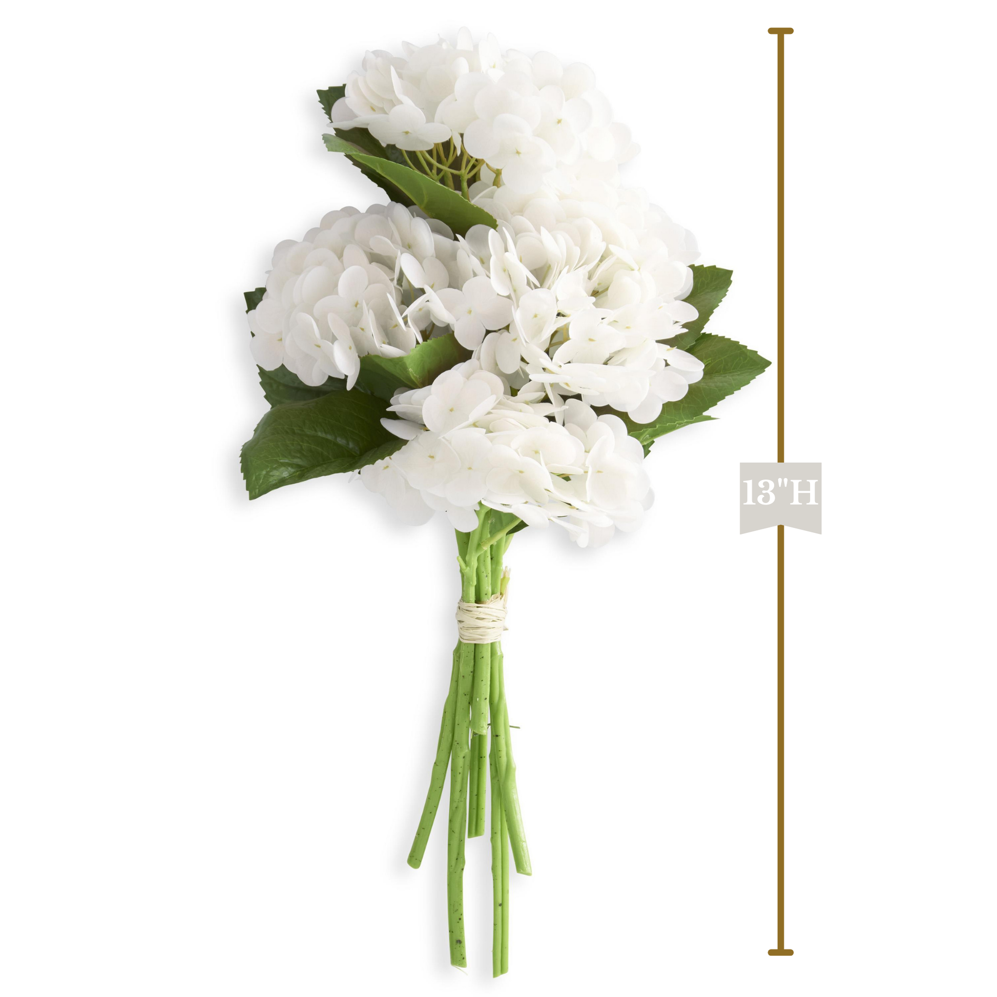 K&K Interiors 13" Real Touch Hydrangea Full Bloom Flowers - 6 Stem Bundles