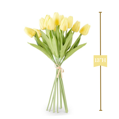 K&K Interiors 13" Real Touch Tulips Spring Flowers for Easter - 12 Stem Bundles
