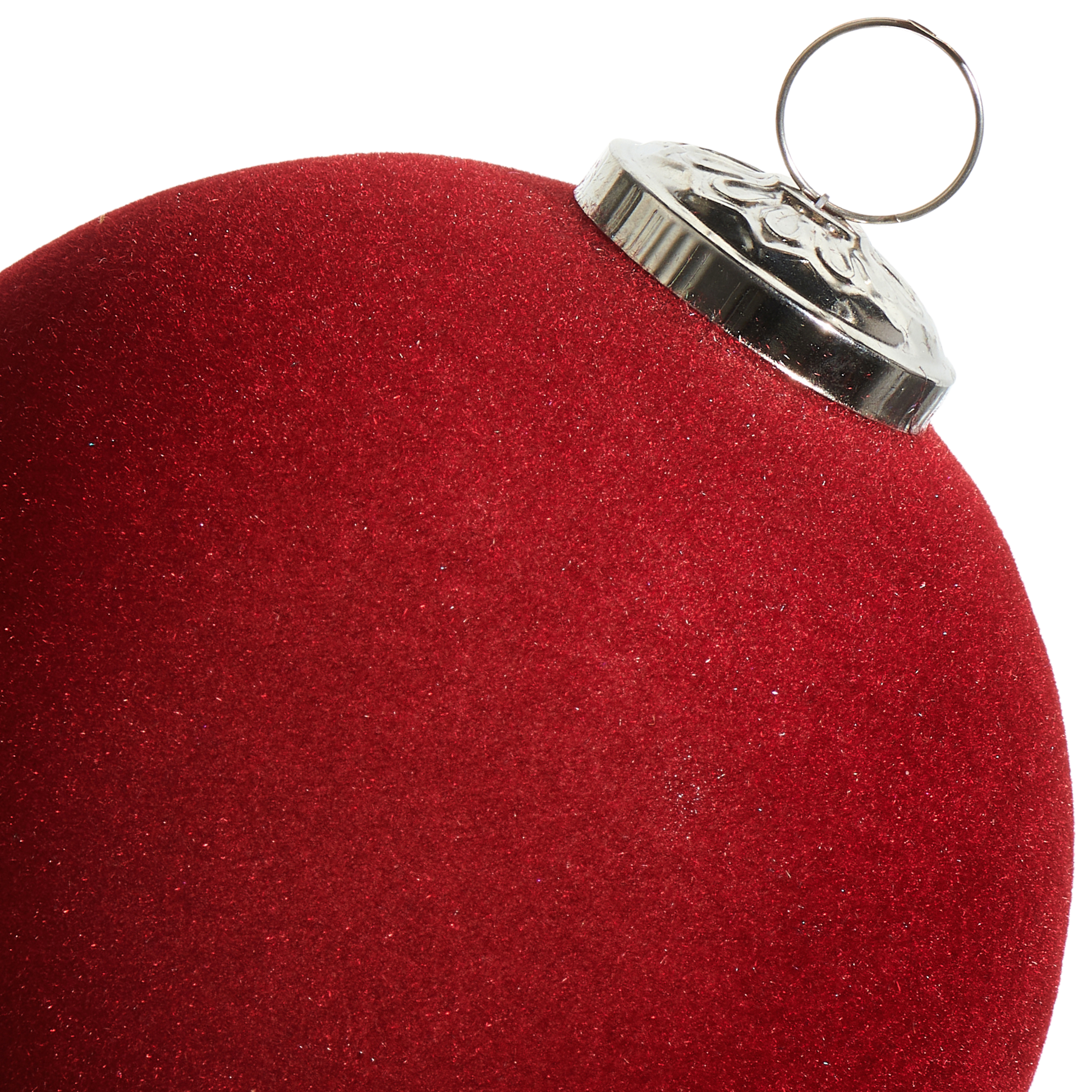 RAZ Imports 5" Red Velvet Berry Flocked Glass Ball Christmas Ornament - Set of 8