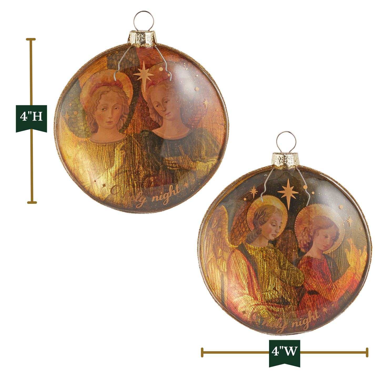 RAZ Imports 4" Angel O Holy Night Glass Christmas Ornaments - Set of 2