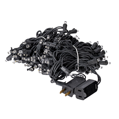 Indoor/Outdoor 100-Count LED Wide Angle Christmas String Lights, Warm White, Black Wire, 34', by Vickerman