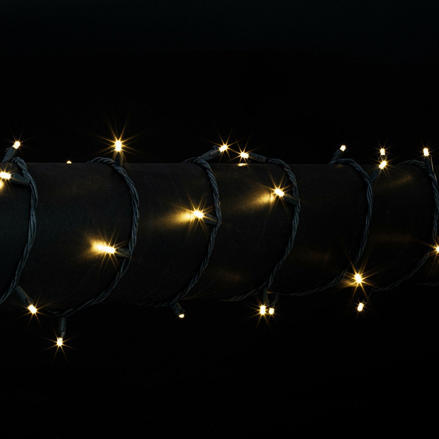 Indoor/Outdoor 100-Count LED Wide Angle Christmas String Lights, Warm White, Black Wire, 34', by Vickerman