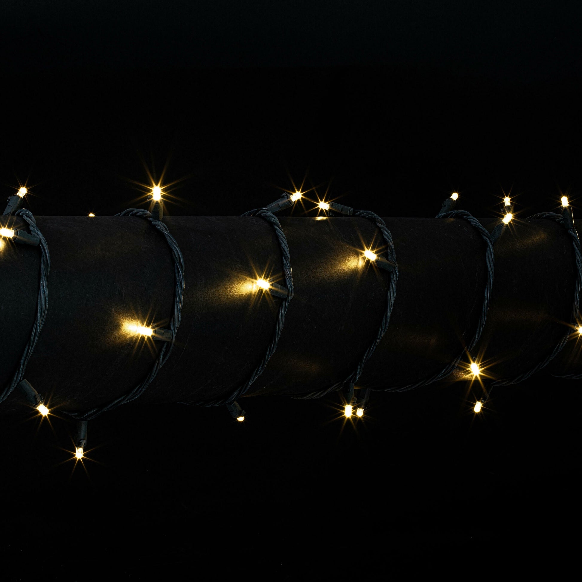 Indoor/Outdoor 100-Count LED Wide Angle Christmas String Lights, Warm White, Black Wire, 34', by Vickerman