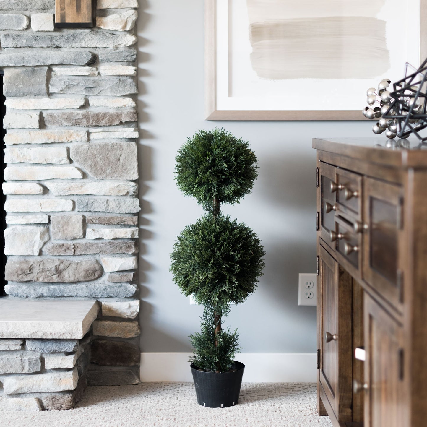 Outdoor Cedar Artificial Ball Topiary