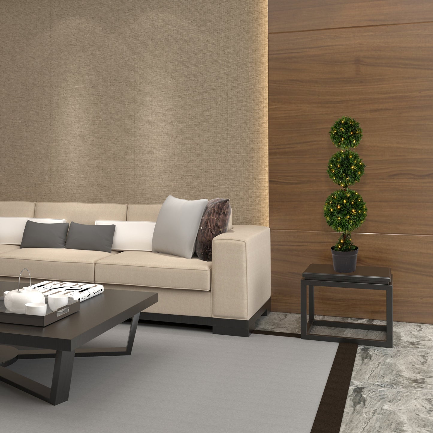 Outdoor Cedar Artificial Ball Topiary