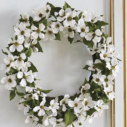 RAZ Imports 24" White Dogwood Flower Spring Easter Wreath